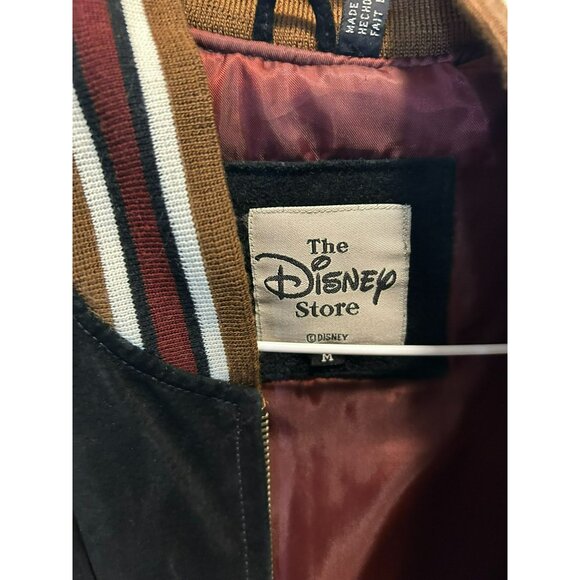 Vintage Disney Store Mickey Mouse Varsity Jacket Size M Black & Brown Suede Slee - Picture 3 of 9